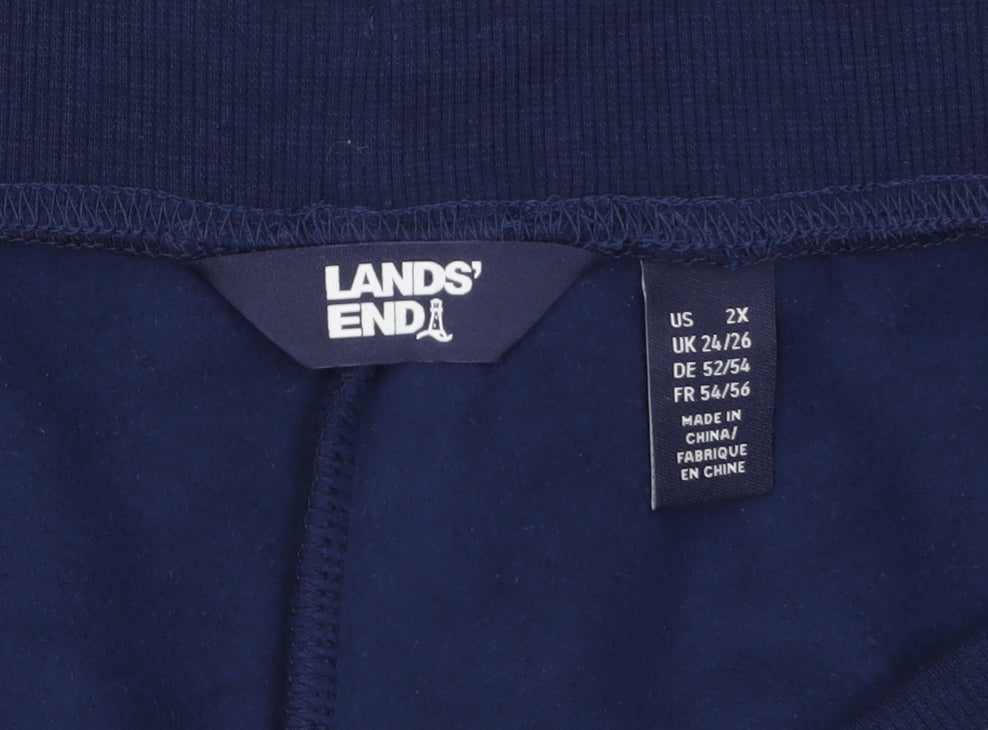 Lands' End Women's Blue Fleece Sweatpants Size 24 Plus Elastic Waist