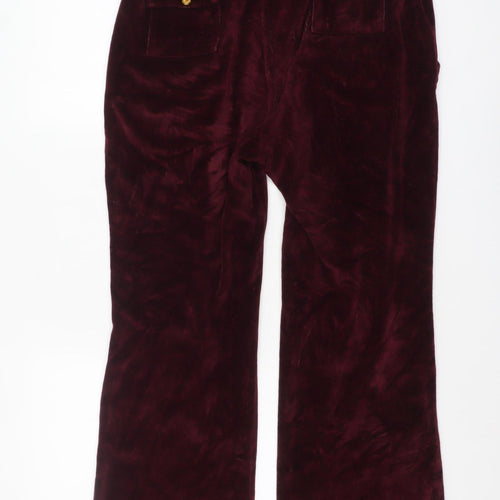 First Woman XL Burgundy Velvet Trousers with Pockets and Drawstring Waist
