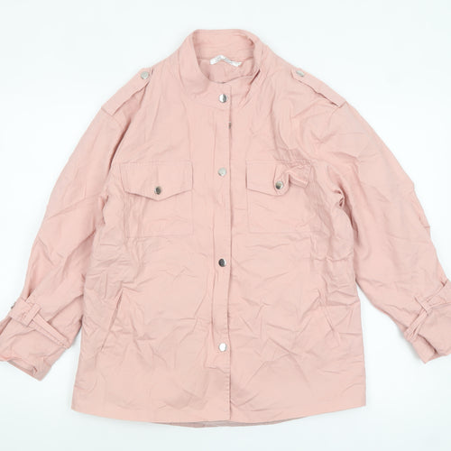 Fashion Women's Pink Military Jacket Size 14 Regular Cotton Blend