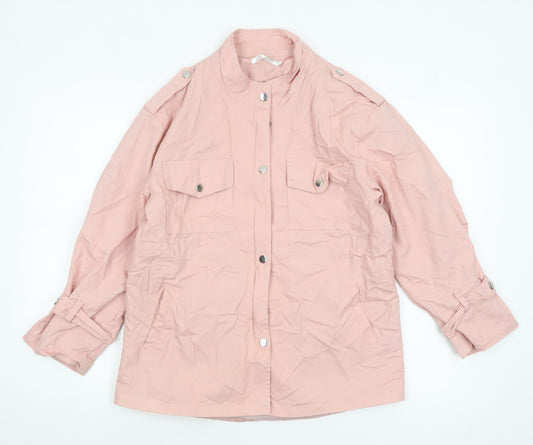 Fashion Women's Pink Military Jacket Size 14 Regular Cotton Blend