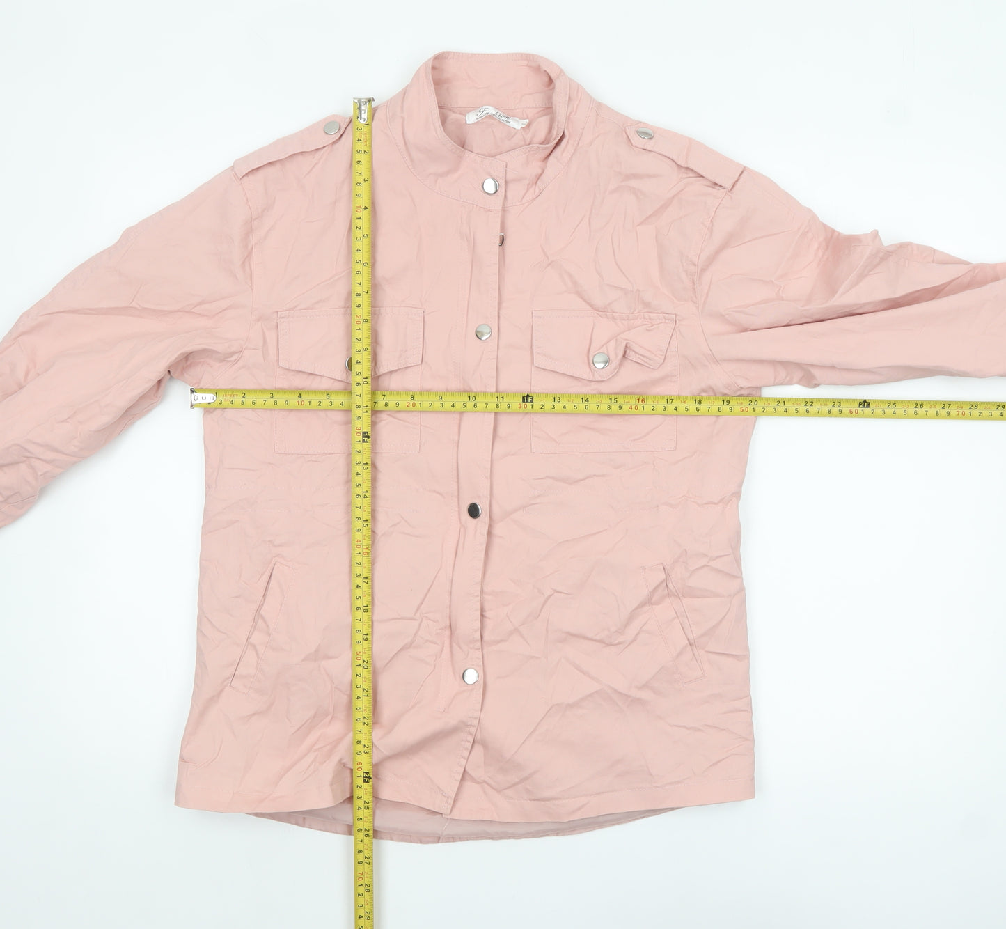 Fashion Women's Pink Military Jacket Size 14 Regular Cotton Blend