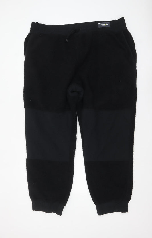 Marks and Spencer Men’s Black Fleece Jogger Trousers 2XL Regular Fit