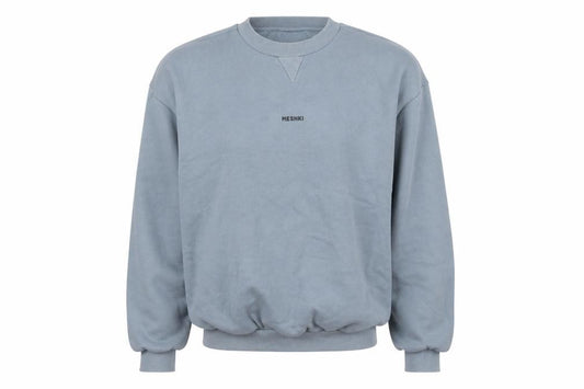 Front view of Meshki unisex blue xs pullover fleece sweatshirt