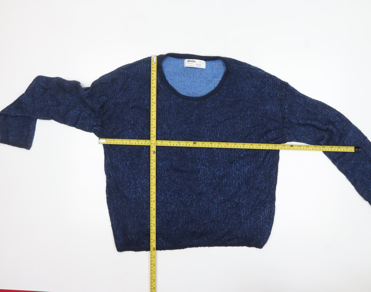 Primark Women’s Blue Open-Knit Acrylic Long Sleeve Jumper Size L