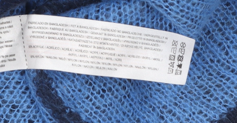 Primark Women’s Blue Open-Knit Acrylic Long Sleeve Jumper Size L