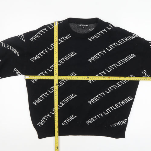 PrettyLittleThing Women's Black Small Logo Print Pullover Jumper