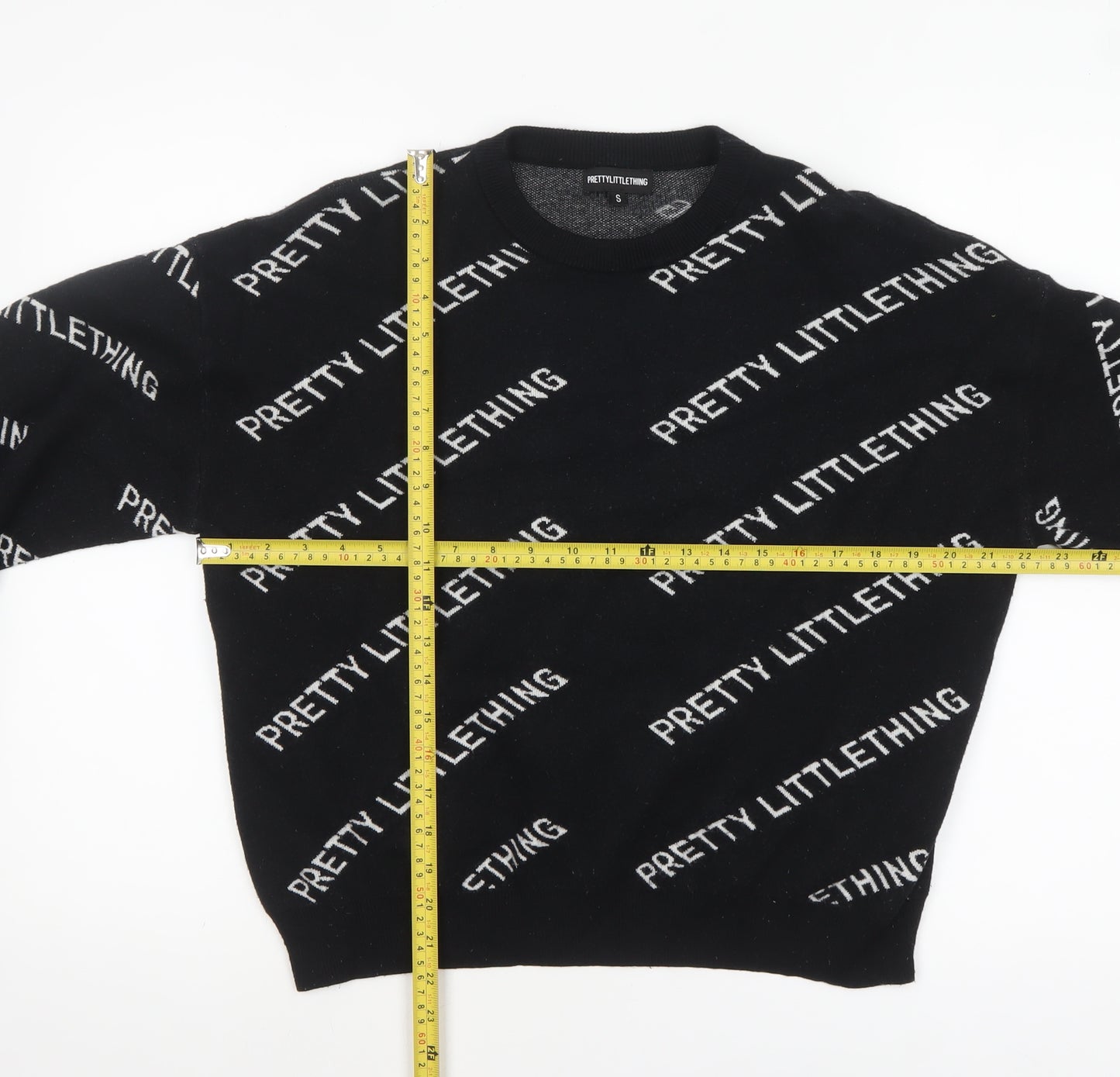 PrettyLittleThing Women's Black Small Logo Print Pullover Jumper