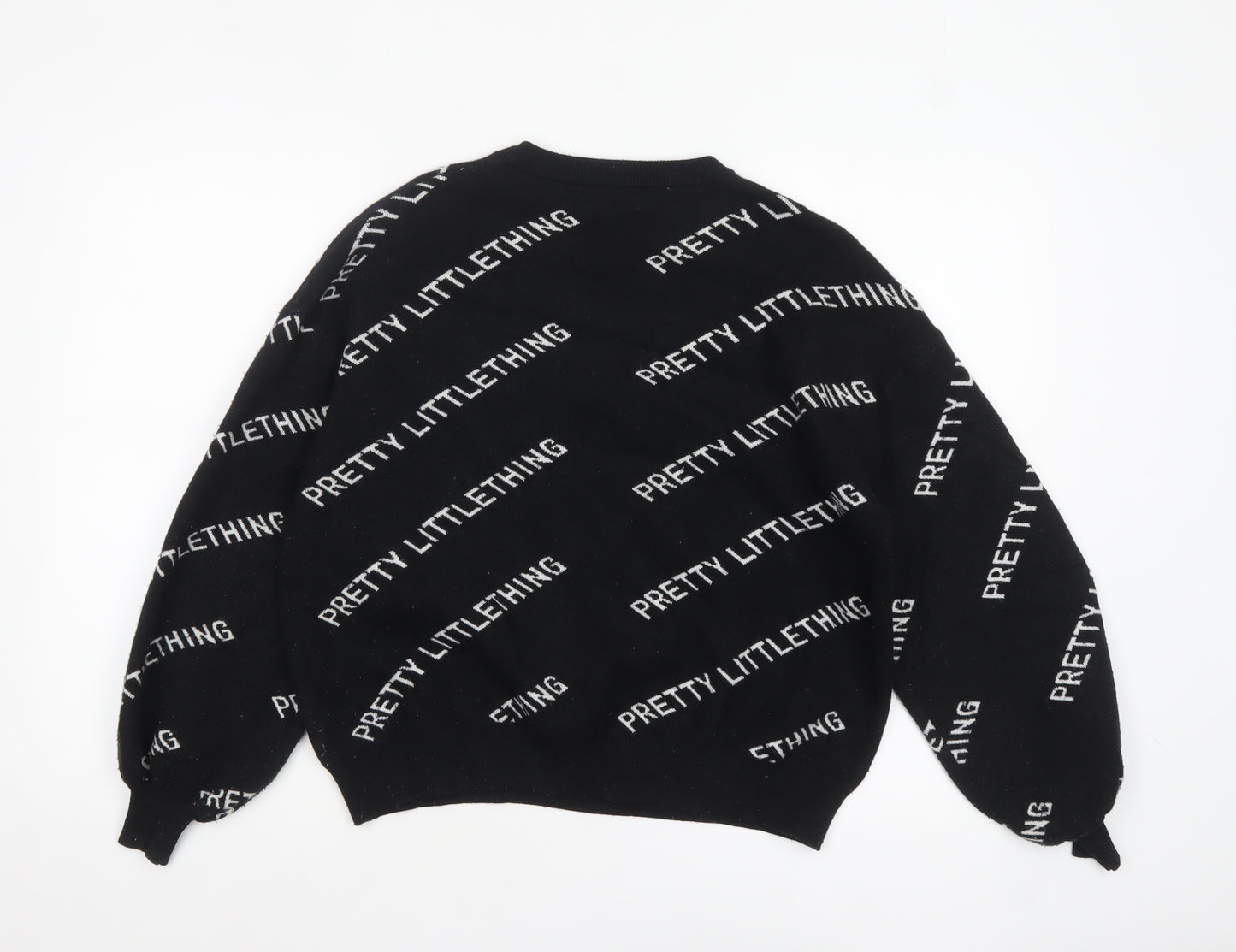 PrettyLittleThing Women's Black Small Logo Print Pullover Jumper