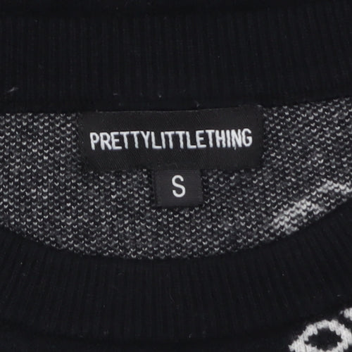 PrettyLittleThing Women's Black Small Logo Print Pullover Jumper