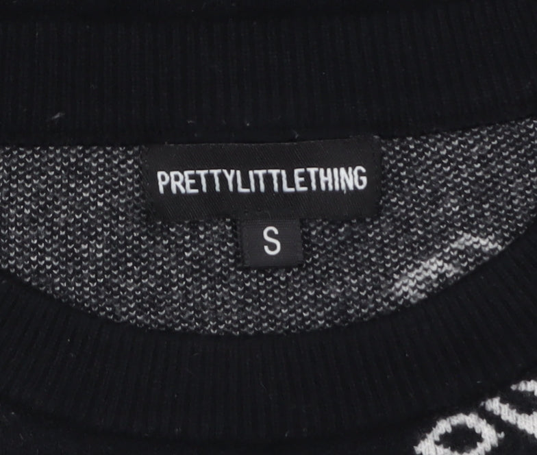 PrettyLittleThing Women's Black Small Logo Print Pullover Jumper