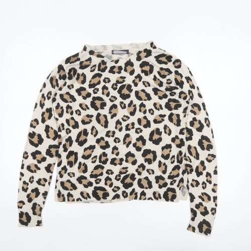 Marks and Spencer Women’s Beige Leopard Print Cotton Jumper Size 12