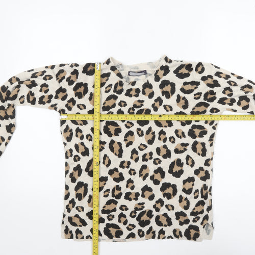 Marks and Spencer Women’s Beige Leopard Print Cotton Jumper Size 12
