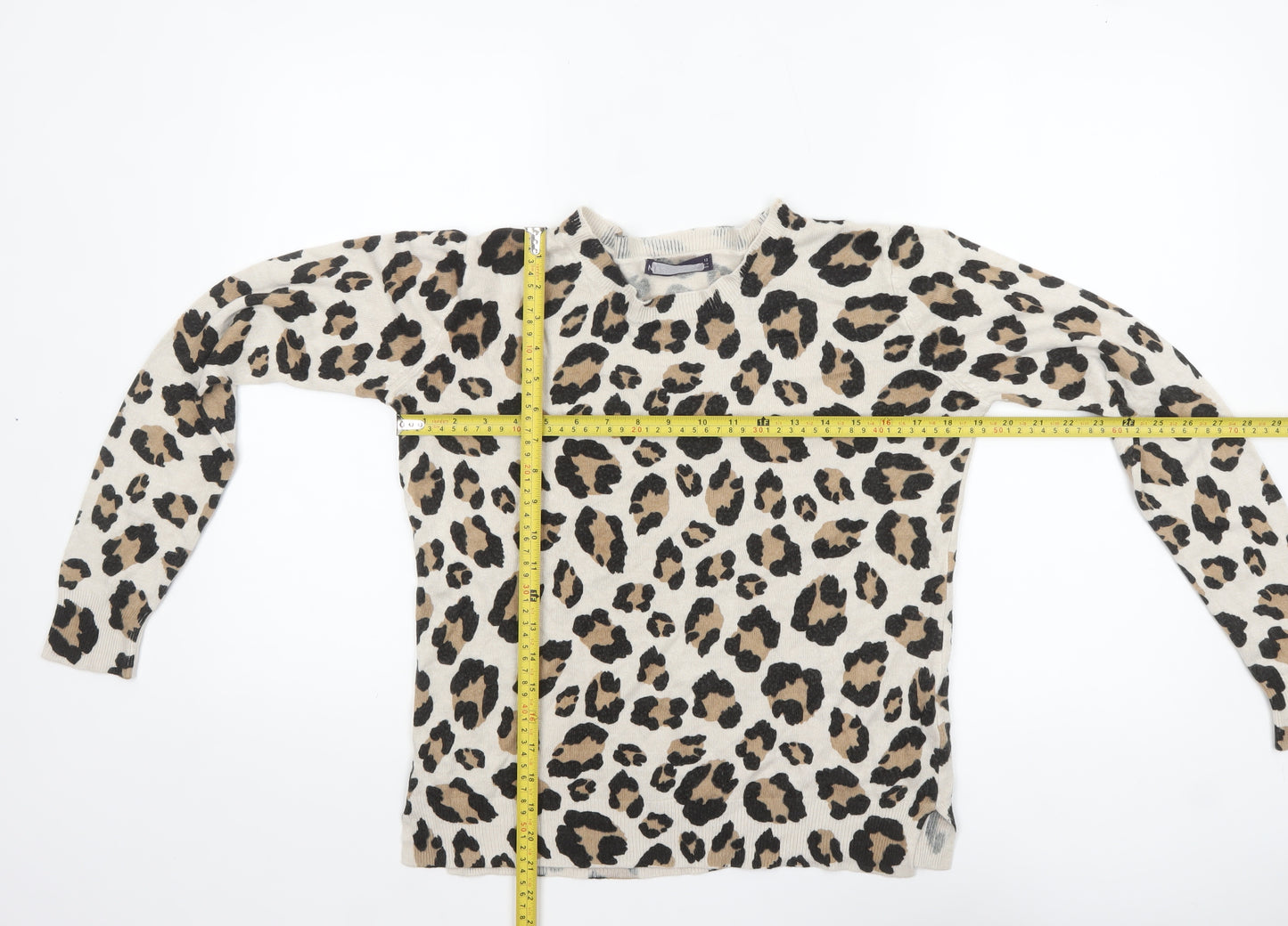Marks and Spencer Women’s Beige Leopard Print Cotton Jumper Size 12