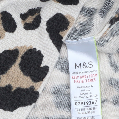 Marks and Spencer Women’s Beige Leopard Print Cotton Jumper Size 12