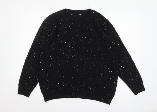 Bonmarché Women’s Black Sequin Knit Pullover Jumper Size 20