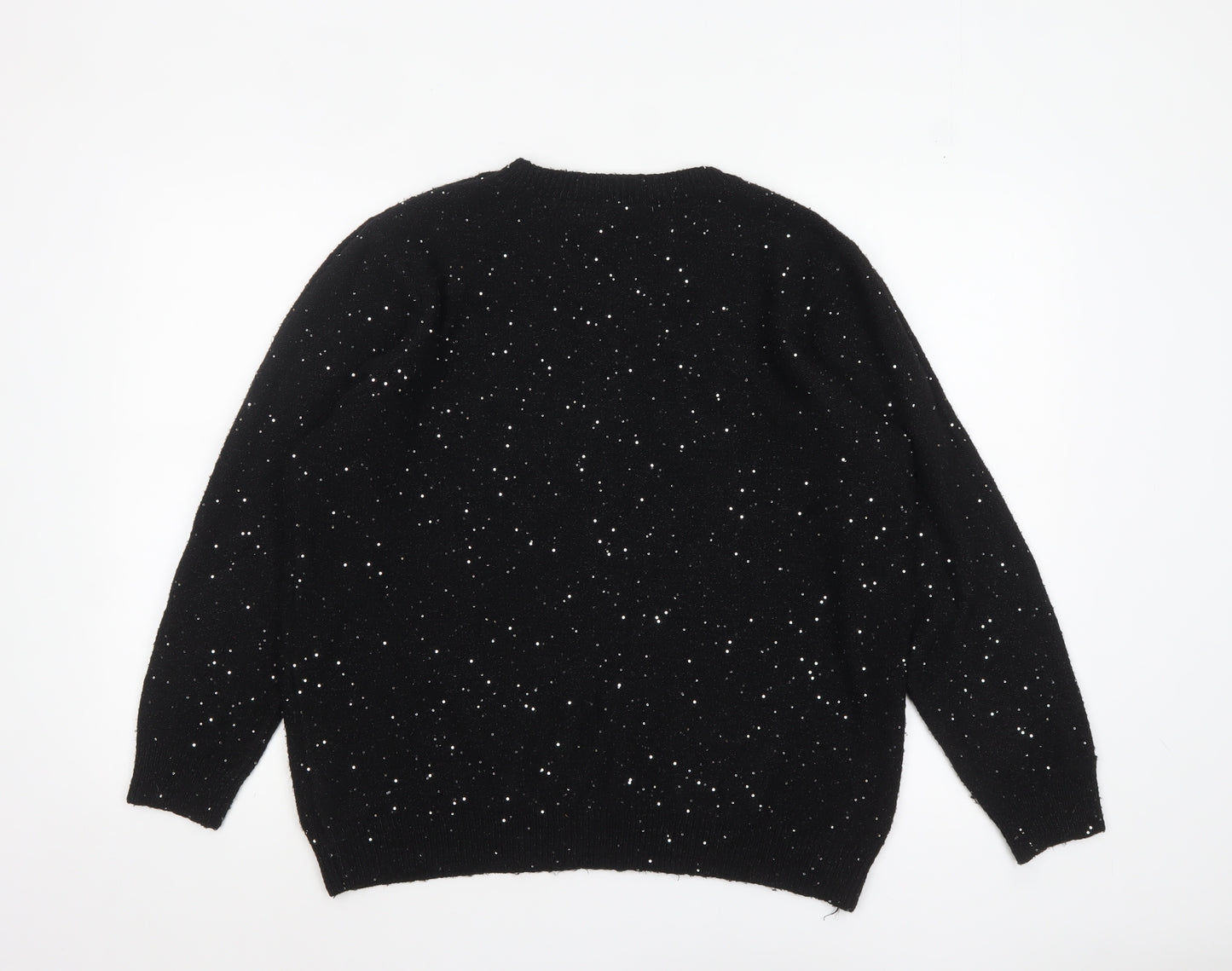 Bonmarché Women’s Black Sequin Knit Pullover Jumper Size 20