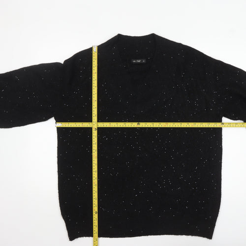 F&F Women's Black Sequin V-Neck Pullover Jumper Size L