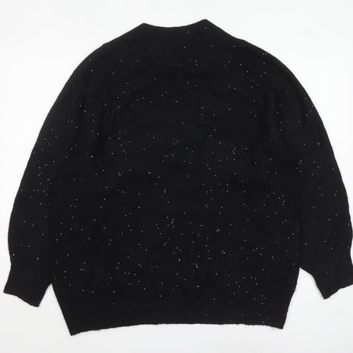 F&F Women's Black Sequin V-Neck Pullover Jumper Size L