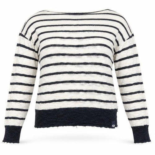 Superdry Women White Navy Striped Knit Jumper XS