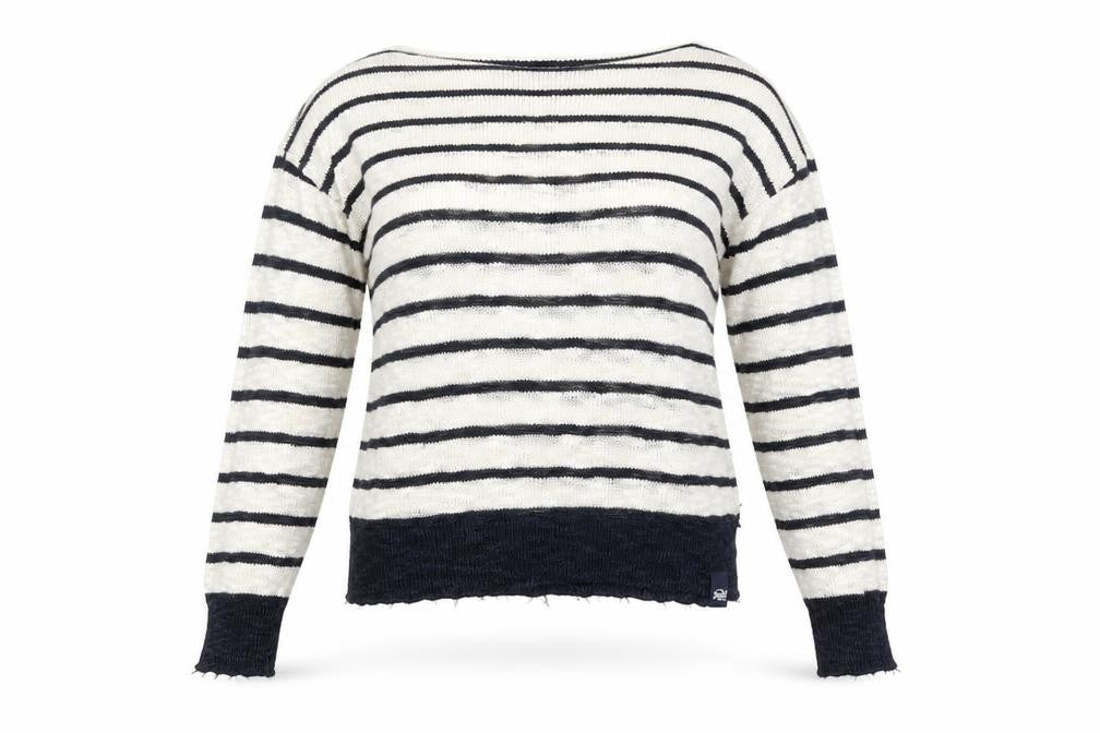 Superdry Women White Navy Striped Knit Jumper XS