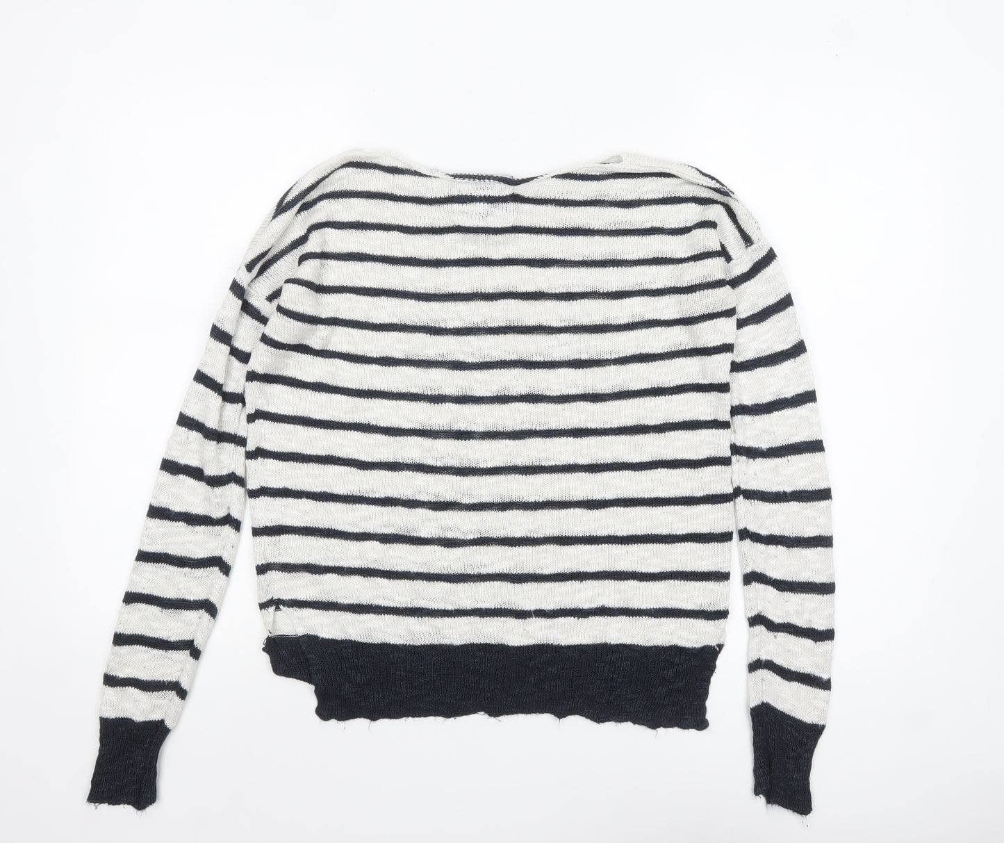 Superdry Women White Navy Striped Knit Jumper XS