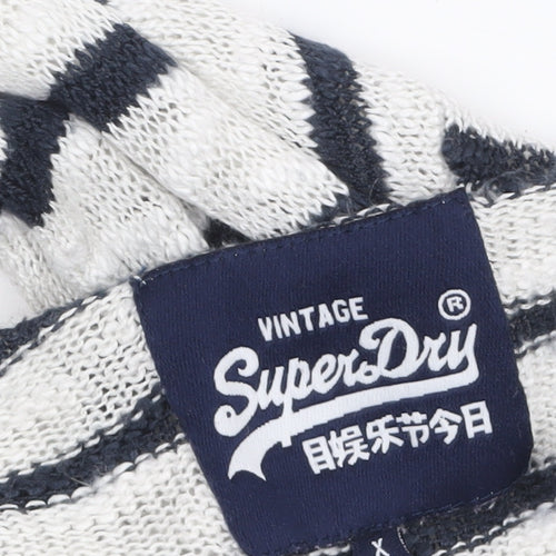 Superdry Women White Navy Striped Knit Jumper XS