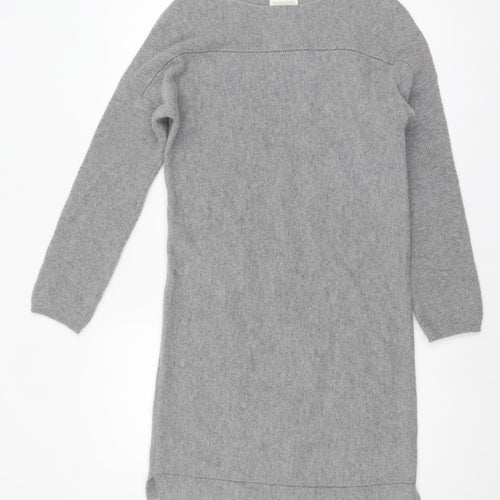Monsoon Women Grey Wool Jumper Dress Size S Long Sleeve Knit Winter