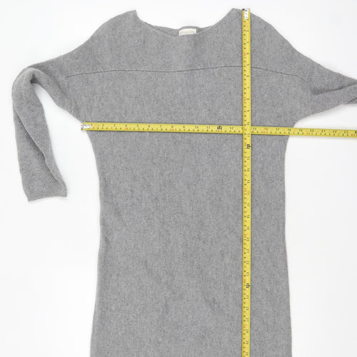 Monsoon Women Grey Wool Jumper Dress Size S Long Sleeve Knit Winter