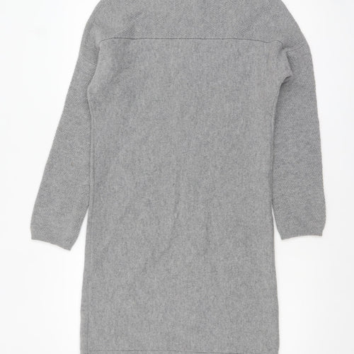 Monsoon Women Grey Wool Jumper Dress Size S Long Sleeve Knit Winter