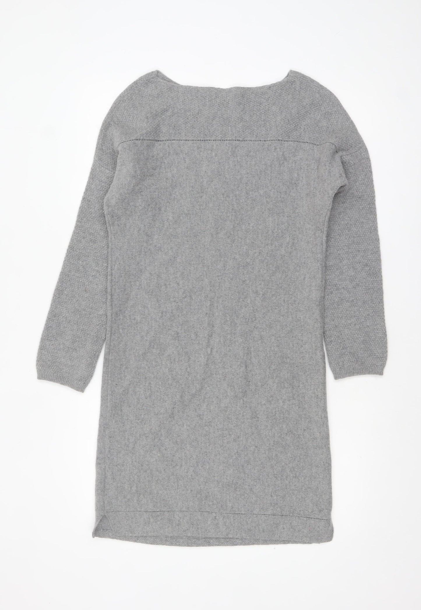 Monsoon Women Grey Wool Jumper Dress Size S Long Sleeve Knit Winter