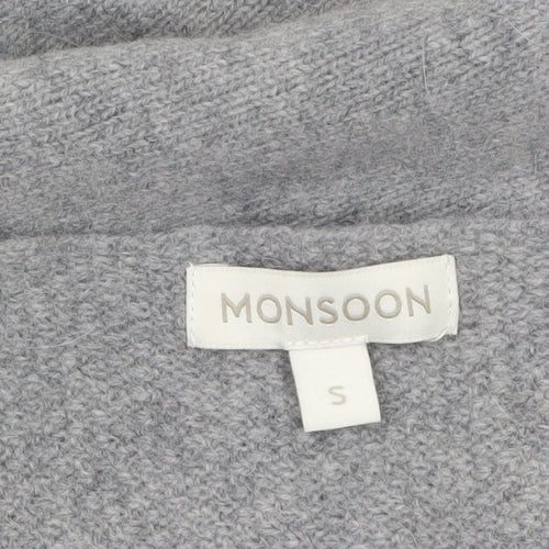 Monsoon Women Grey Wool Jumper Dress Size S Long Sleeve Knit Winter