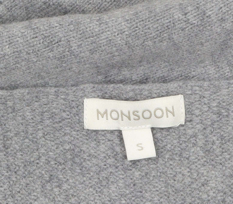 Monsoon Women Grey Wool Jumper Dress Size S Long Sleeve Knit Winter