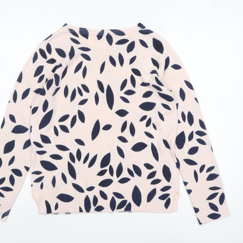 Marks and Spencer Women's Beige Floral Knit Jumper Size 14
