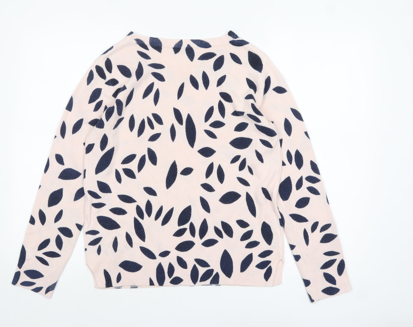 Marks and Spencer Women's Beige Floral Knit Jumper Size 14
