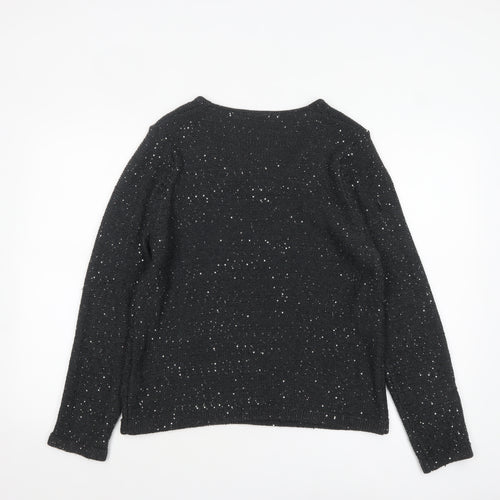 Marks and Spencer Womens Grey Sequin V-Neck Knit Jumper Size 16
