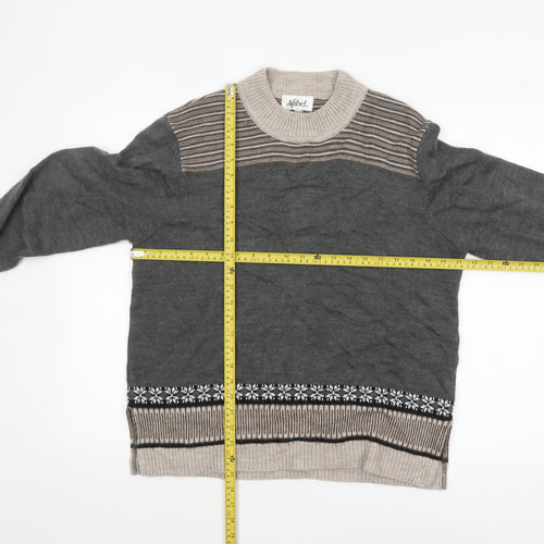 Afibel Women’s Grey Fair Isle Wool Blend Long Sleeve Pullover Jumper Size 18