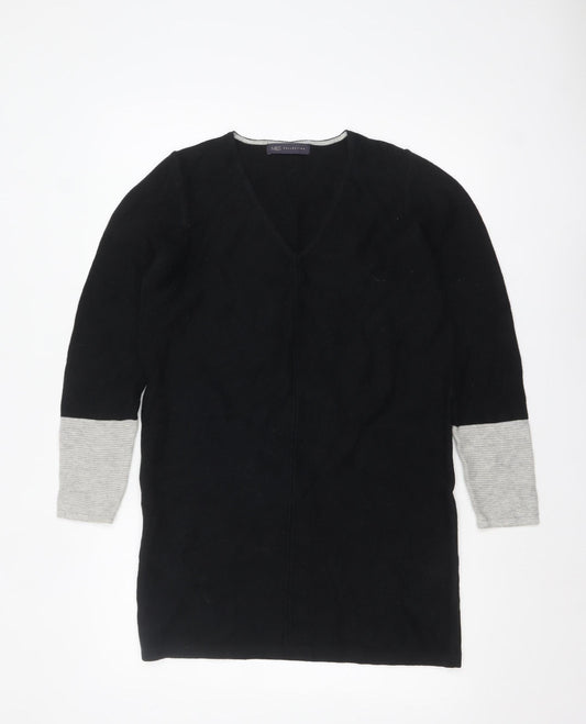 Marks and Spencer Women’s Black Grey V-Neck Tunic Jumper Size 10
