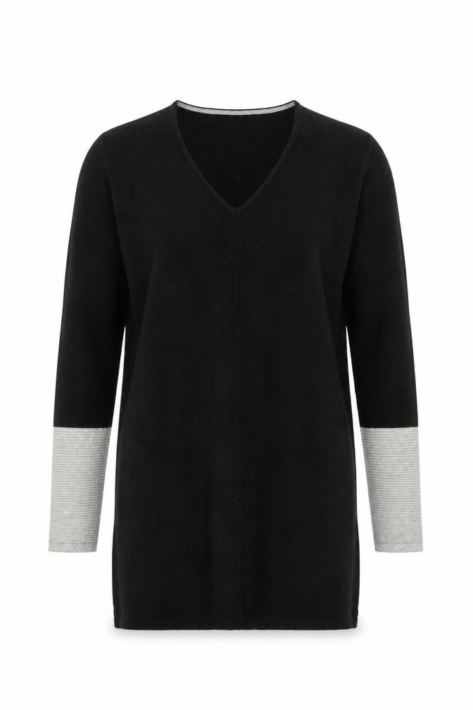 Marks and Spencer Women’s Black Grey V-Neck Tunic Jumper Size 10