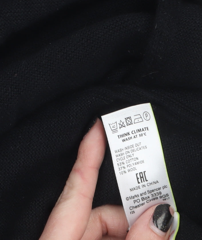 Marks and Spencer Women’s Black Grey V-Neck Tunic Jumper Size 10