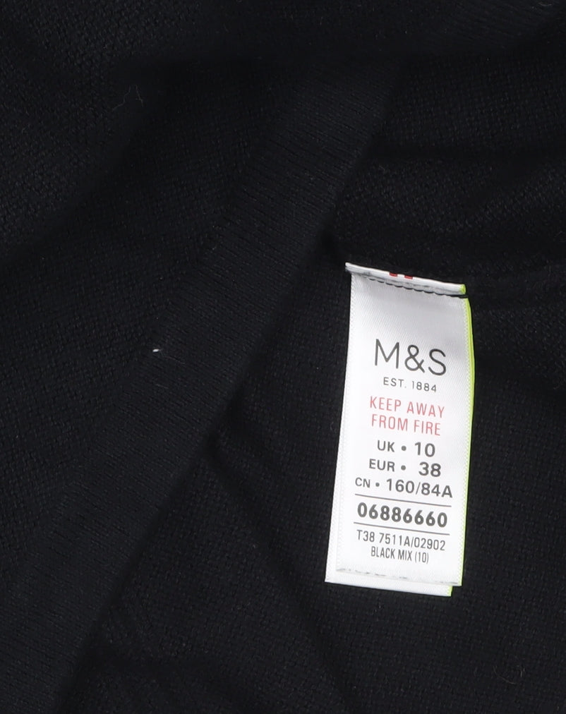 Marks and Spencer Women’s Black Grey V-Neck Tunic Jumper Size 10