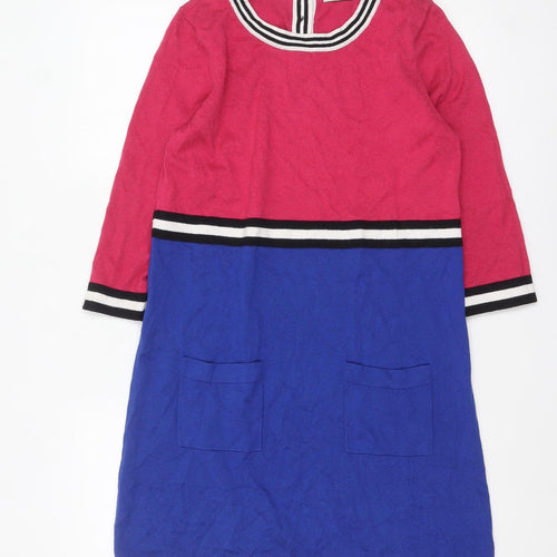 Tu Women’s Multicolour Shift Dress Size 14 Colourblock Knit