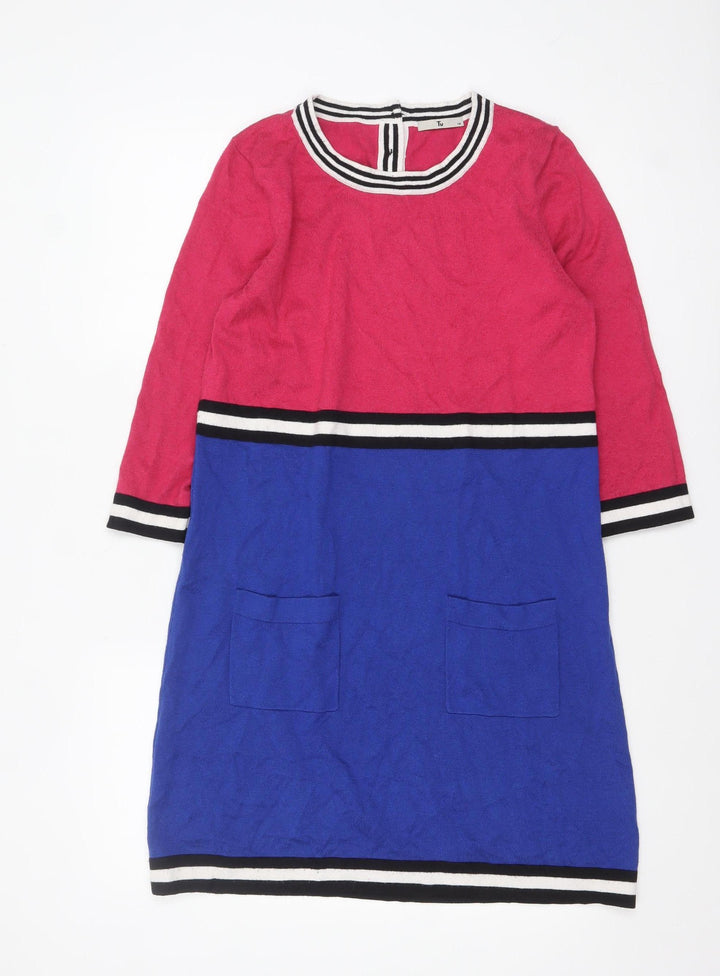 Tu Women’s Multicolour Shift Dress Size 14 Colourblock Knit