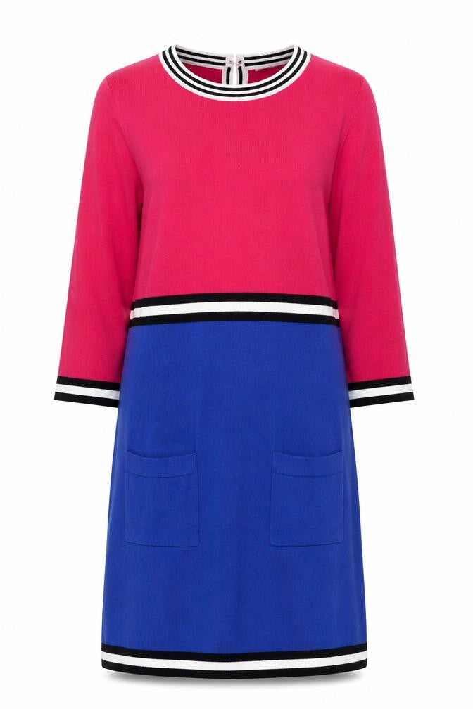 Front view of Tu Women’s Multicolour Shift Dress, size UK 14, Colourblock Knit