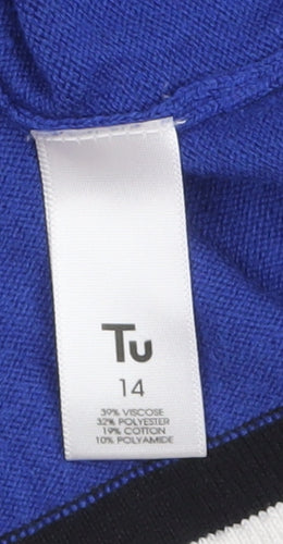 Tu Women’s Multicolour Shift Dress Size 14 Colourblock Knit
