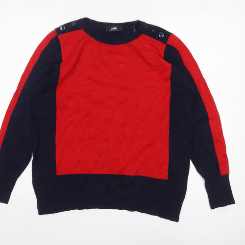Wallis Women's Red & Navy Colour Block Crew Neck Jumper UK 18