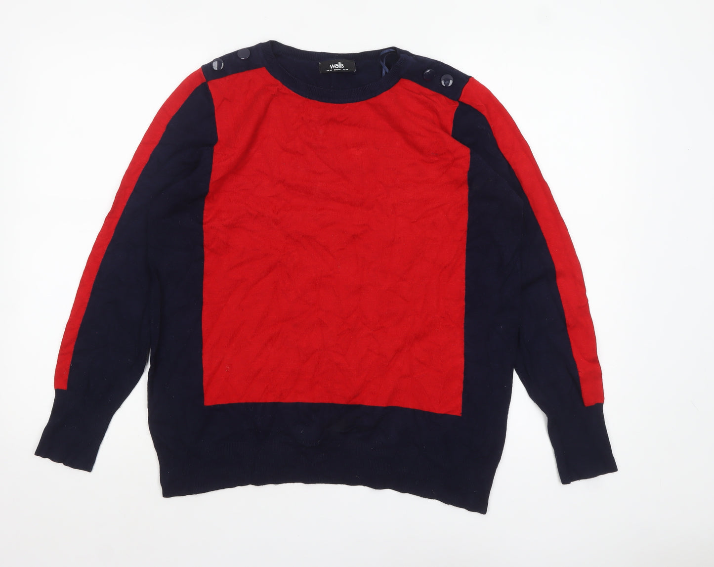 Wallis Women's Red & Navy Colour Block Crew Neck Jumper UK 18
