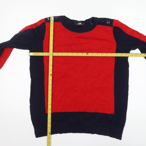 Wallis Women's Red & Navy Colour Block Crew Neck Jumper UK 18