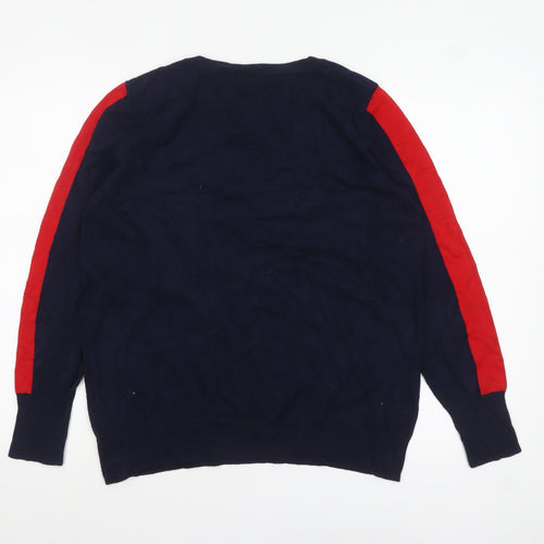 Wallis Women's Red & Navy Colour Block Crew Neck Jumper UK 18