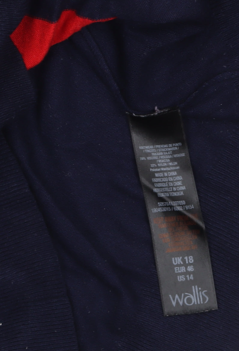 Wallis Women's Red & Navy Colour Block Crew Neck Jumper UK 18