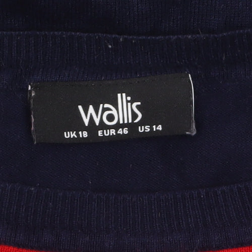 Wallis Women's Red & Navy Colour Block Crew Neck Jumper UK 18